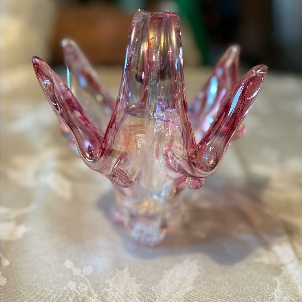 Vintage Pink and Clear Glass Decorative Piece
